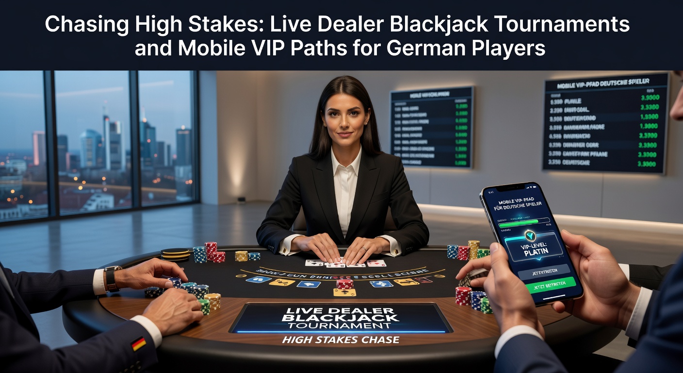Live-Dealer bei einem spannenden Blackjack-Turnier, Karten fliegen über den Tisch während Spieler aus Deutschland mitfiebern