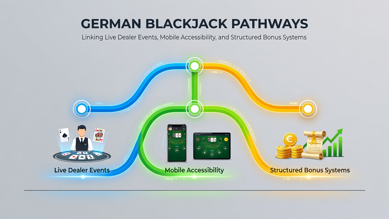 Mobile Schnittstelle mit Blackjack-Turnieroptionen und Bonusanzeigen