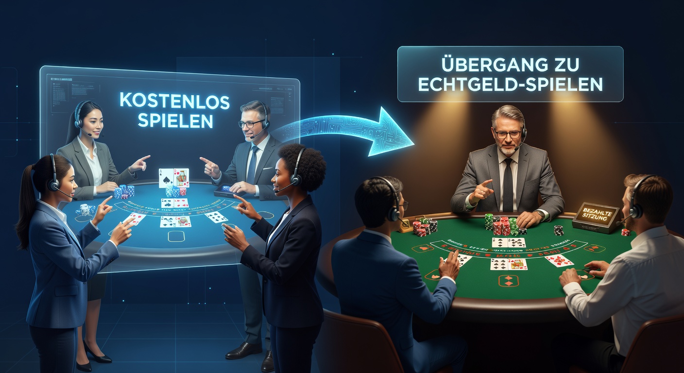 Assistance-Team bei der Beratung von Spielern während des Übergangs von Gratis- zu bezahlten Blackjack-Sessions