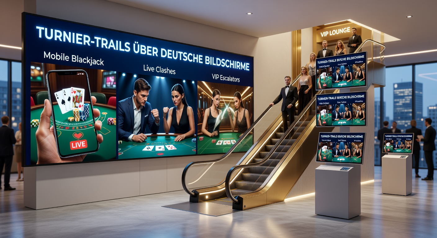 Spieler am Smartphone in einem intensiven Mobile-Blackjack-Turnier, mit Turnierleiter und Punktestand im Hintergrund